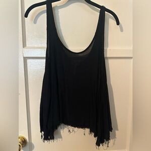 Free People Black Sheer Raw Hem Lightweight Tank Top